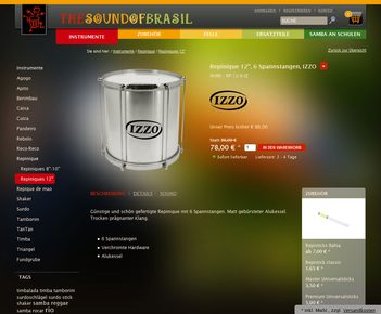 Website and Online-Shop for Samba musical Instruments