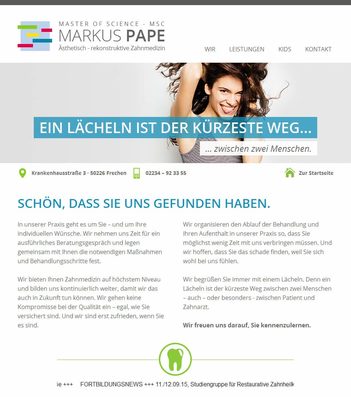 Webseite für Zahnklinik