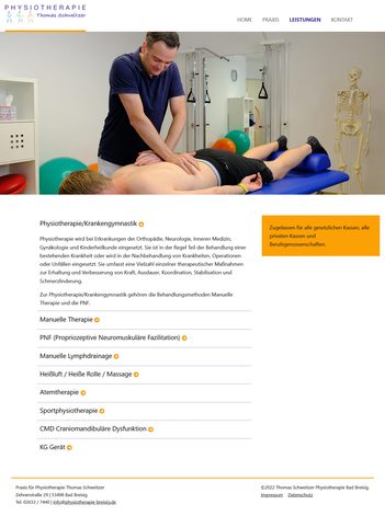 Website for physiotherapist